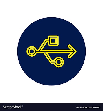 Icon on the topic office on circle usb vector image