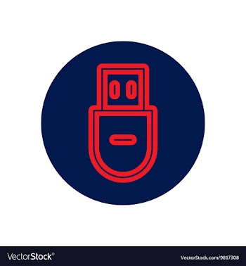 Icon on the topic office on circle usb vector image