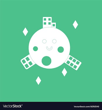 Icon planet and buildings vector image
