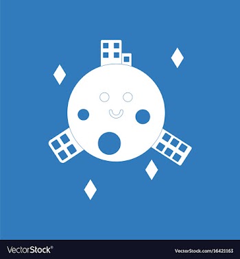Icon planet and buildings vector image