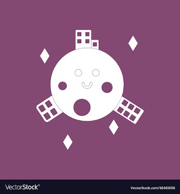 Icon planet and buildings vector image