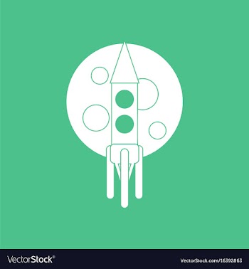 Icon rocket and moon vector image