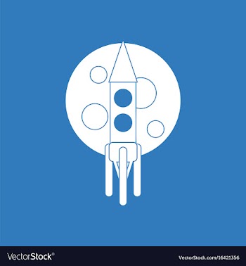 Icon rocket and moon vector image