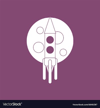 Icon rocket and moon vector image