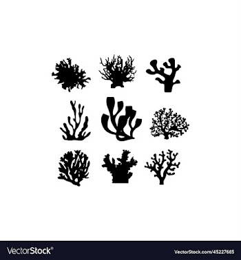 icon set coral silhouette design