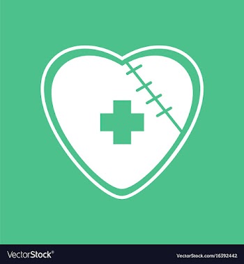 Icon sewn heart with cross vector image