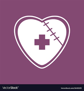 Icon sewn heart with cross vector image