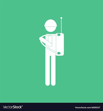 Icon soldier holding walkie talkie vector image