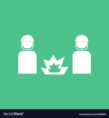 Icon soldiers and explosion vector image
