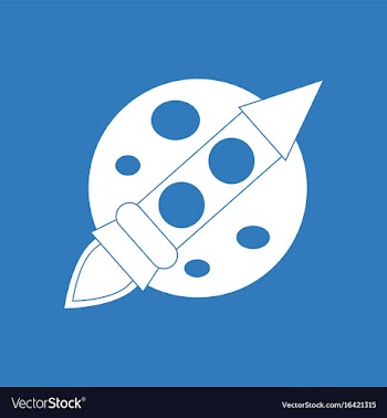 Icon space rocket and moon vector image