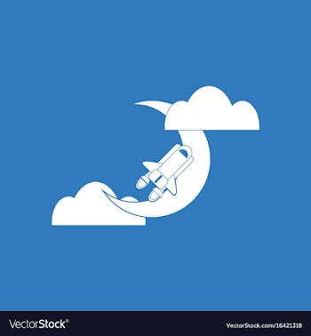 Icon space shuttle and moon vector image