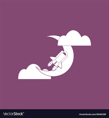 Icon space shuttle and moon vector image