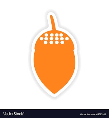 Icon sticker realistic design on paper acorn vector image