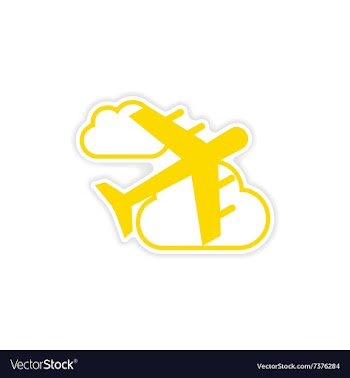 Icon sticker realistic design on paper aircraft vector image