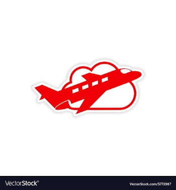 Icon sticker realistic design on paper airplane vector image