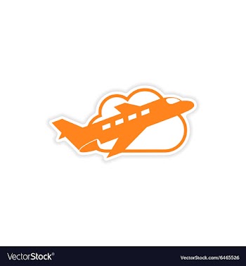 Icon sticker realistic design on paper airplane vector image