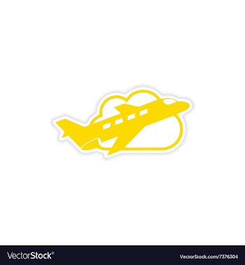 Icon sticker realistic design on paper airplane vector image