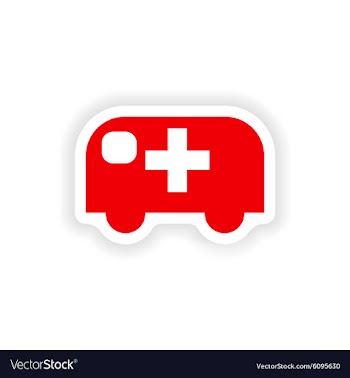 Icon sticker realistic design on paper ambulance vector image