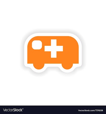 Icon sticker realistic design on paper ambulance vector image