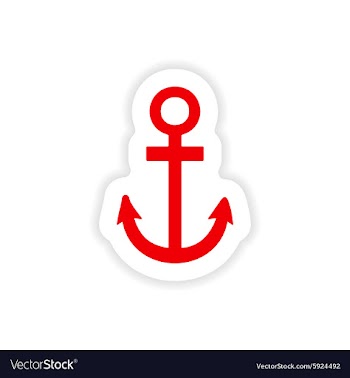 Icon sticker realistic design on paper anchor vector image