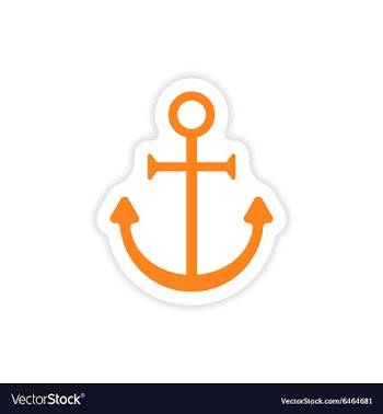 Icon sticker realistic design on paper anchor vector image