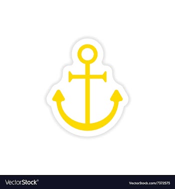 Icon sticker realistic design on paper anchor vector image