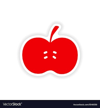 Icon sticker realistic design on paper apple vector image