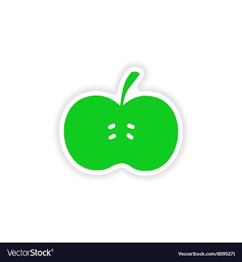 Icon sticker realistic design on paper apple vector image