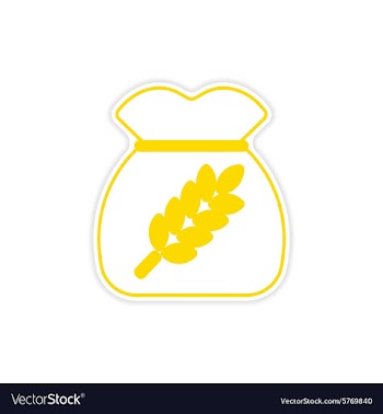 Icon sticker realistic design on paper bag wheat vector image