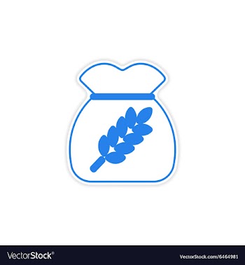 Icon sticker realistic design on paper bag wheat vector image