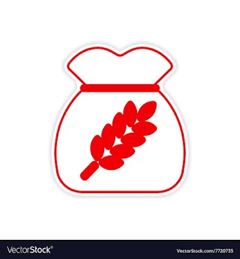 Icon sticker realistic design on paper bag wheat vector image