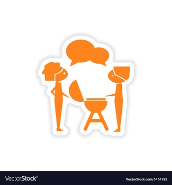 Icon sticker realistic design on paper barbecue vector image