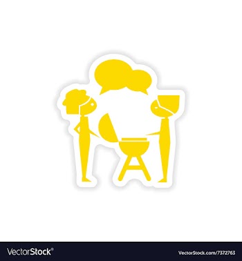 Icon sticker realistic design on paper barbecue vector image