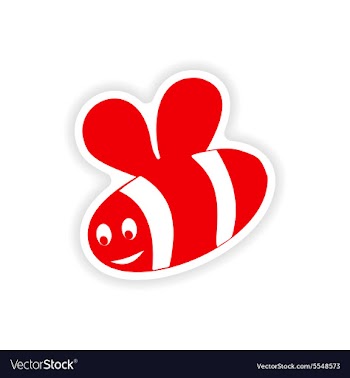 Icon sticker realistic design on paper bee vector image