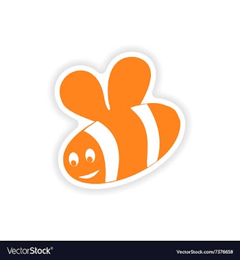 Icon sticker realistic design on paper bee vector image
