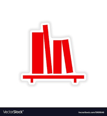 Icon sticker realistic design on paper bookshelf vector image