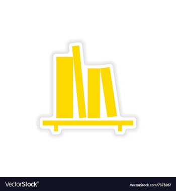 Icon sticker realistic design on paper bookshelf vector image