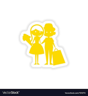 Icon sticker realistic design on paper boy girl vector image