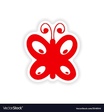 Icon sticker realistic design on paper butterfly vector image