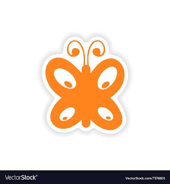 Icon sticker realistic design on paper butterfly vector image
