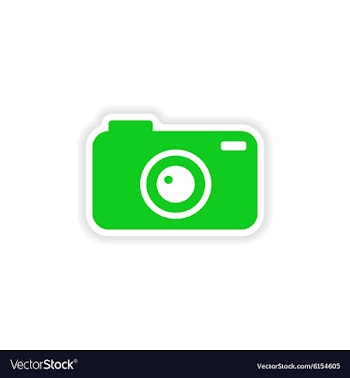 Icon sticker realistic design on paper camera vector image
