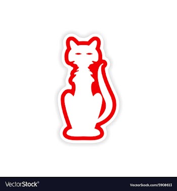 Icon sticker realistic design on paper cat vector image