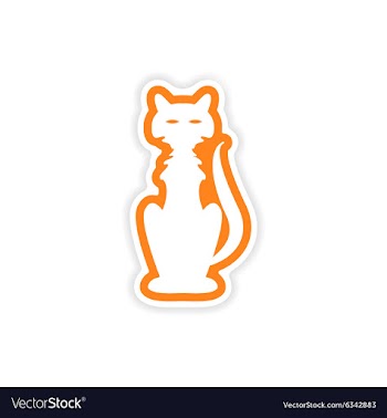 Icon sticker realistic design on paper cat vector image