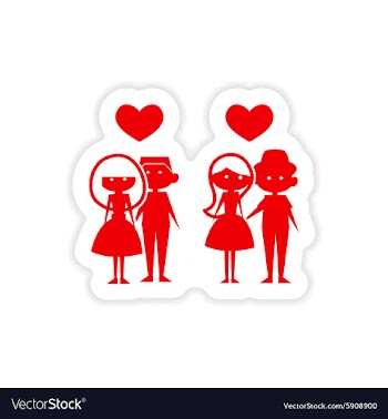 Icon sticker realistic design on paper couples vector image