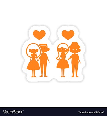 Icon sticker realistic design on paper couples vector image