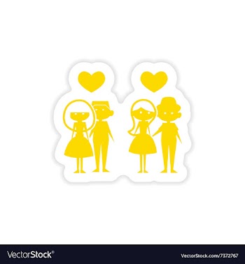 Icon sticker realistic design on paper couples vector image