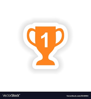 Icon sticker realistic design on paper cup winner vector image