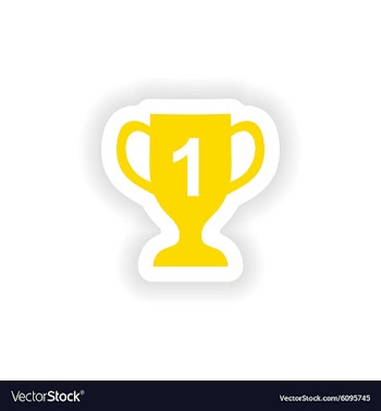 Icon sticker realistic design on paper cup winner vector image
