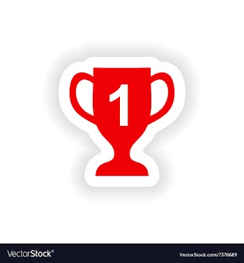 Icon sticker realistic design on paper cup winner vector image