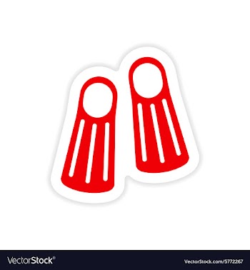 Icon sticker realistic design on paper diver fins vector image